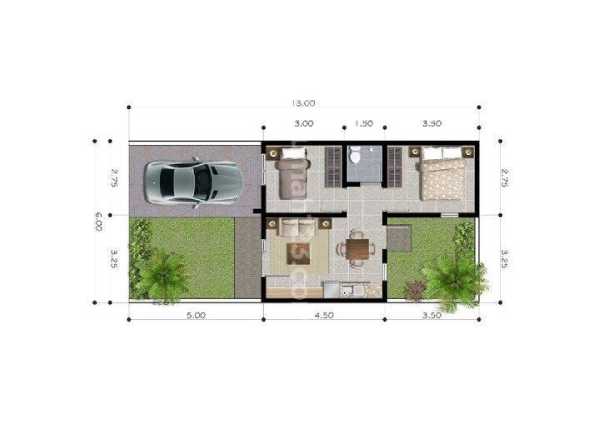 Denah Rumah 2 Kamar yang Fungsional