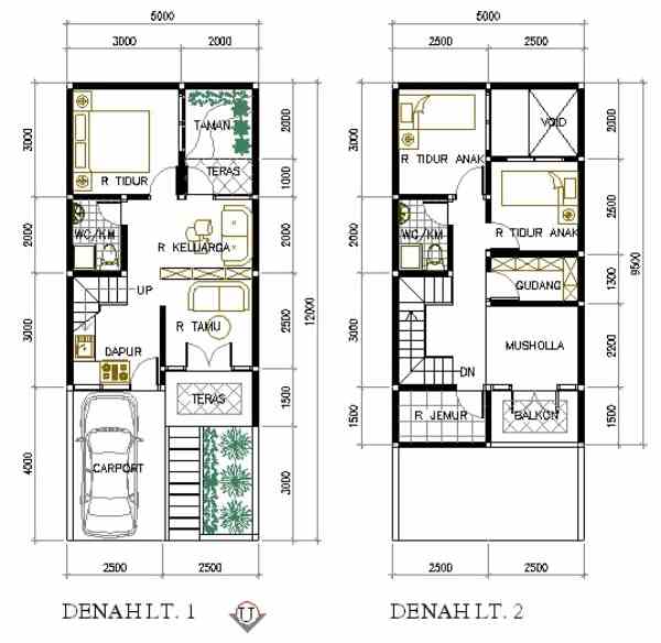 Denah Rumah 6x8 2 Lantai