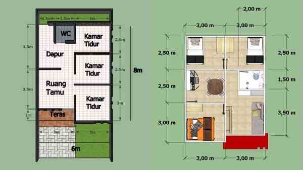 Desain Rumah 6x8 Kamar 2
