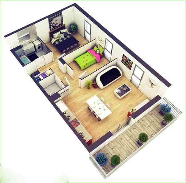 denah rumah 6x8