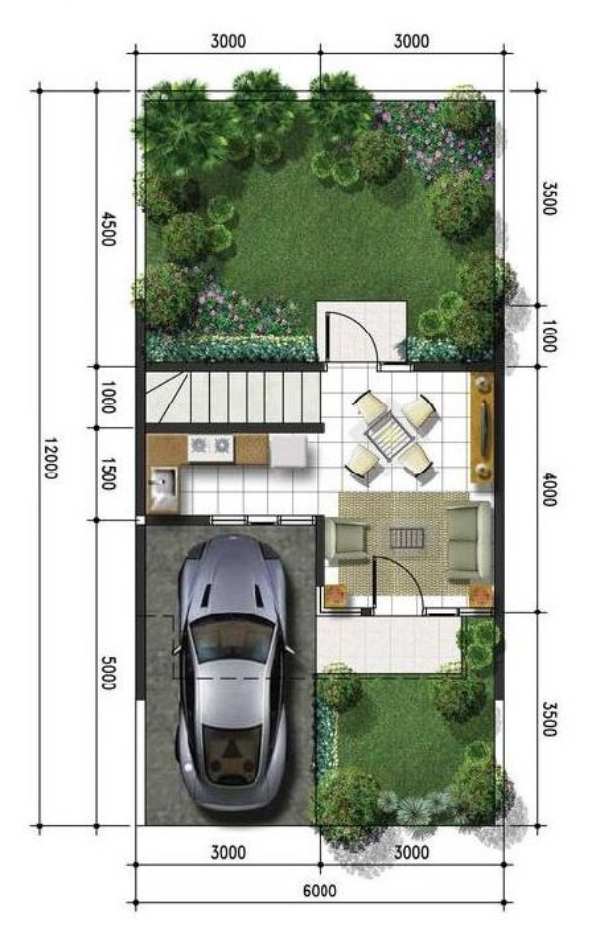 Denah Rumah Minimalis 6×12