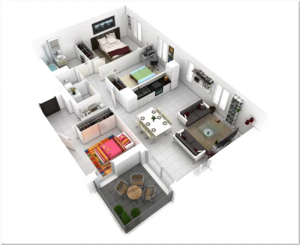 Denah Rumah 8x8 Tanpa Garasi