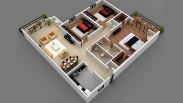 Contoh Denah Rumah 3 Kamar