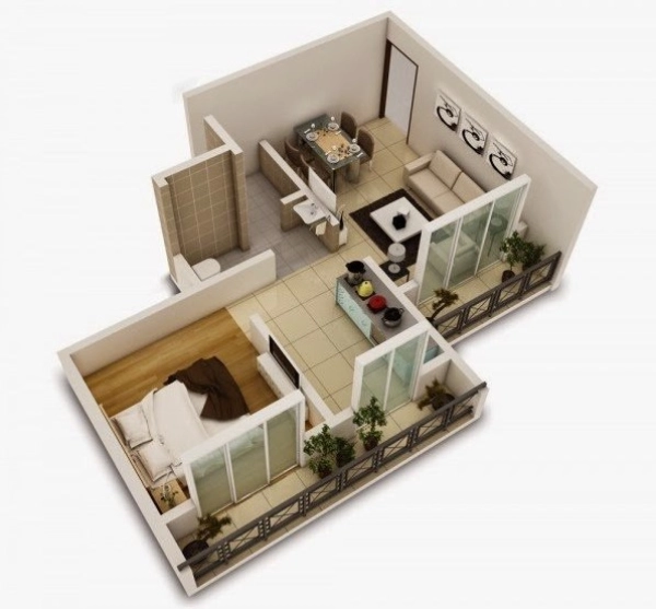 denah rumah 1 kamar - desain rumah 9x7