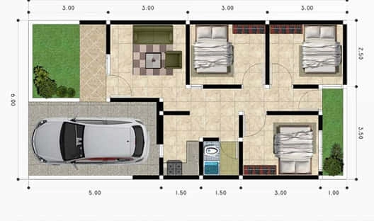 denah rumah type 45