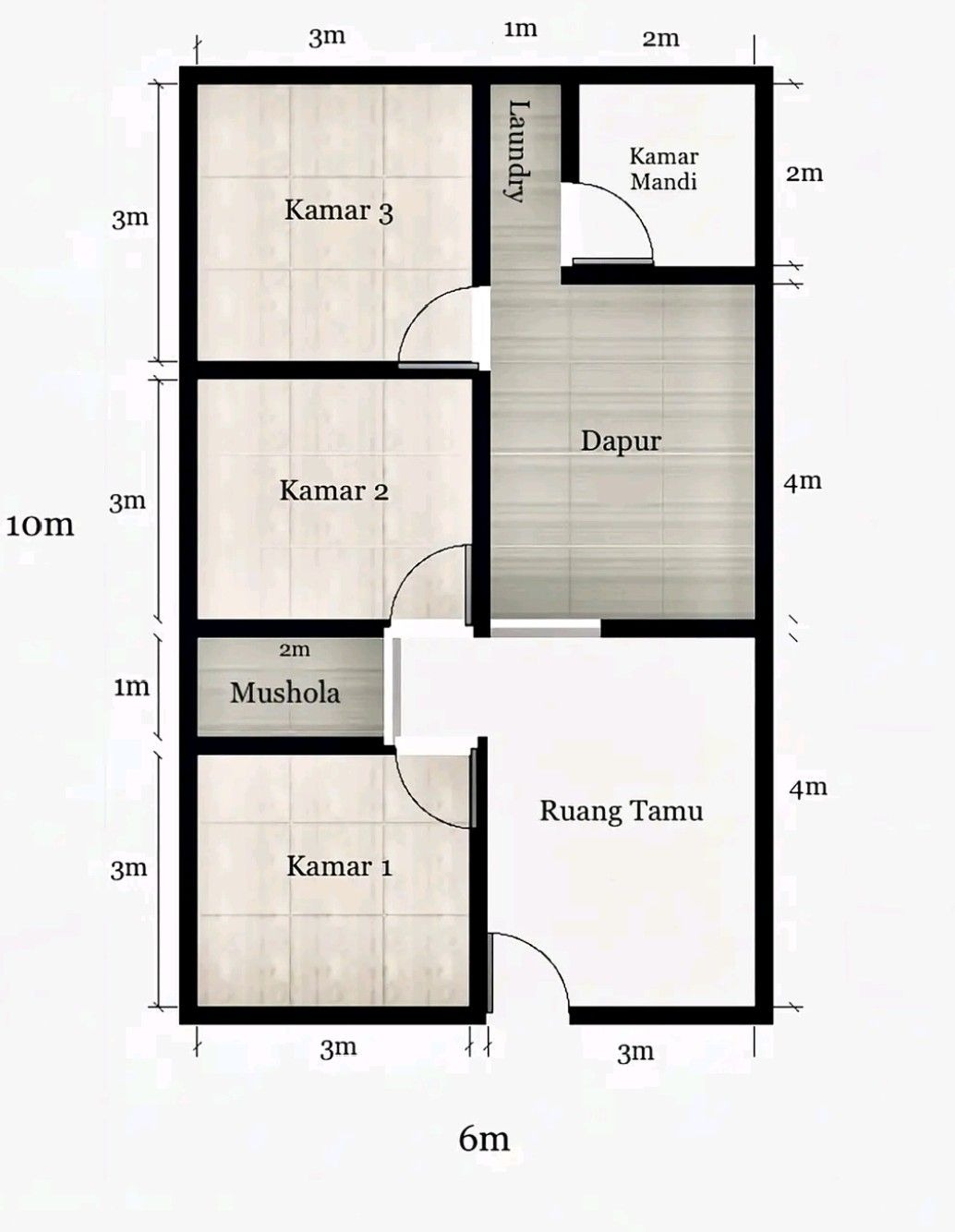 denah 1 lantai 3 kamar