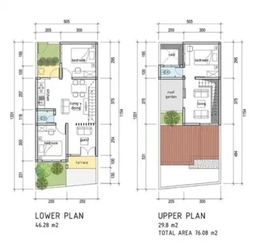 rumah tingkat type 45 
