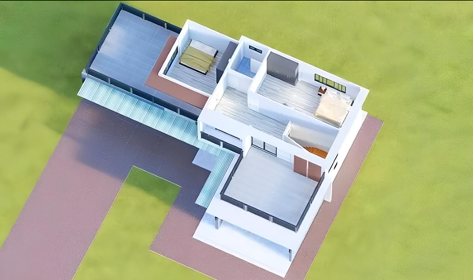 desain rumah letter L 