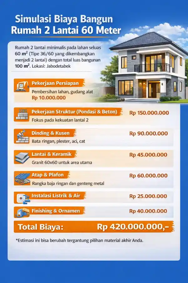 Simulasi Biaya Bangun Rumah 2 Lantai 60 Meter